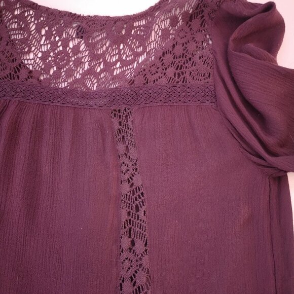 American Eagle Outfitters Ladies Burgundy Long Sleeves Blouse - Picture 6 of 14